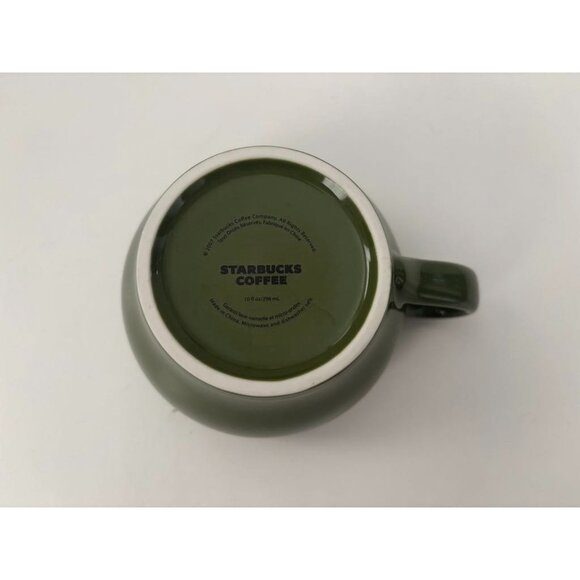 2007 Starbucks Green And White Embossed LEAF Tea CUP & SAUCER Coffee Mug 10 oz - Picture 5 of 7